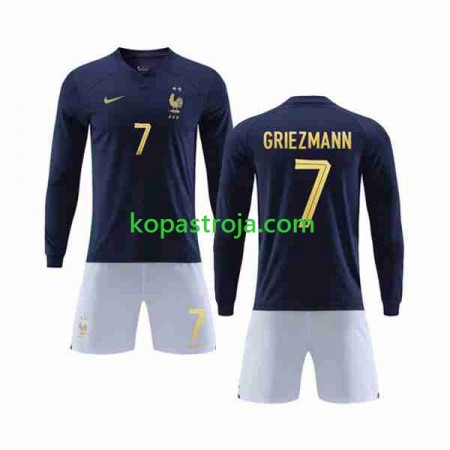 Billiga Fotbollströjor Frankrike Griezmann 7 Barn Hemma tröja WM 2022 Långärmad